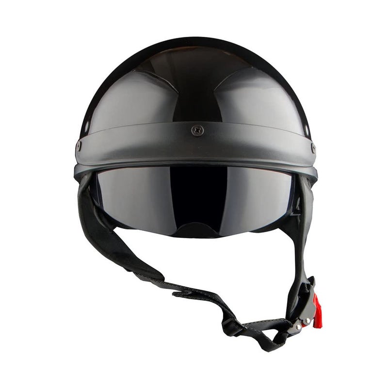 1Storm Motorcycle Half Face Helmet Mopeds Scooter Pilot with Retractable Inner Smoked Visor, Glossy Black - Image 4